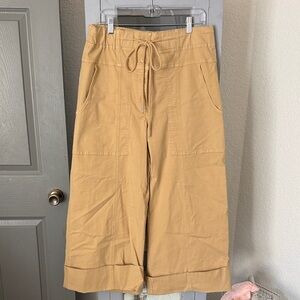 Anthropologie Maeve Wide Leg Drawstring Utility Pants - Mustard